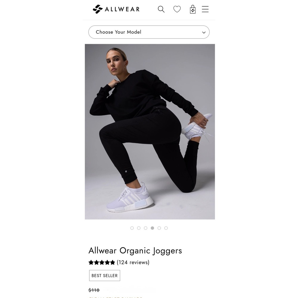 Allwear Organic Joggers Black Tapered Sweatpants Women Size 6 NWT
